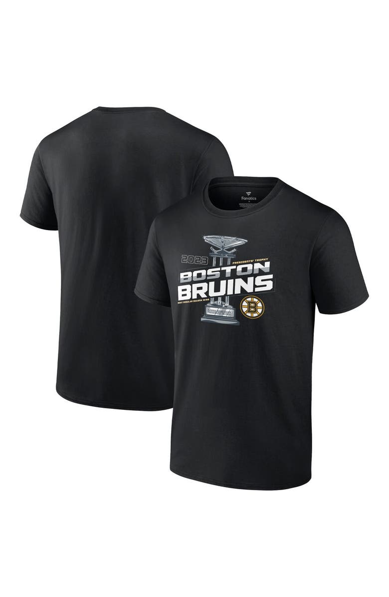 FANATICS Men's Fanatics Branded Black Boston Bruins 2023 Presidents' Trophy T-Shirt, Main, color,