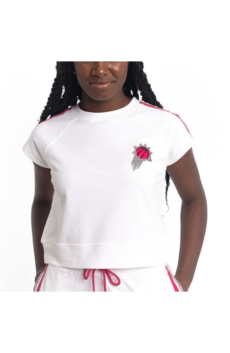 LUSSO Women's Lusso White Phoenix Suns Margot Cropped Tri-Blend Cap Sleeve Sweatshirt, Alternate, color, White