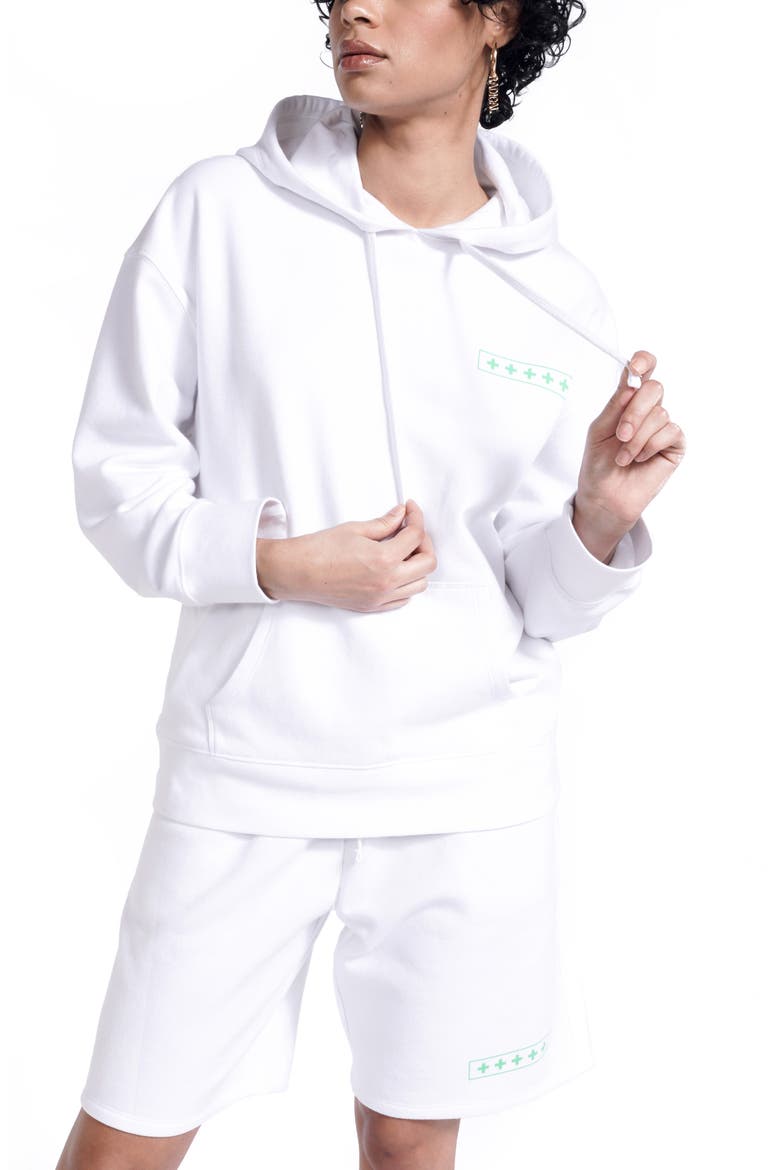 Fleece Sport Hoodie (Nordstrom Exclusive), Main, color, WHITE GREEN POSITIVE