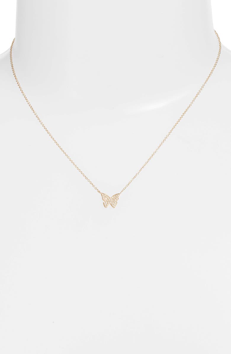 EF Collection Diamond Butterfly Pendant Necklace, Alternate, color, Yellow Gold