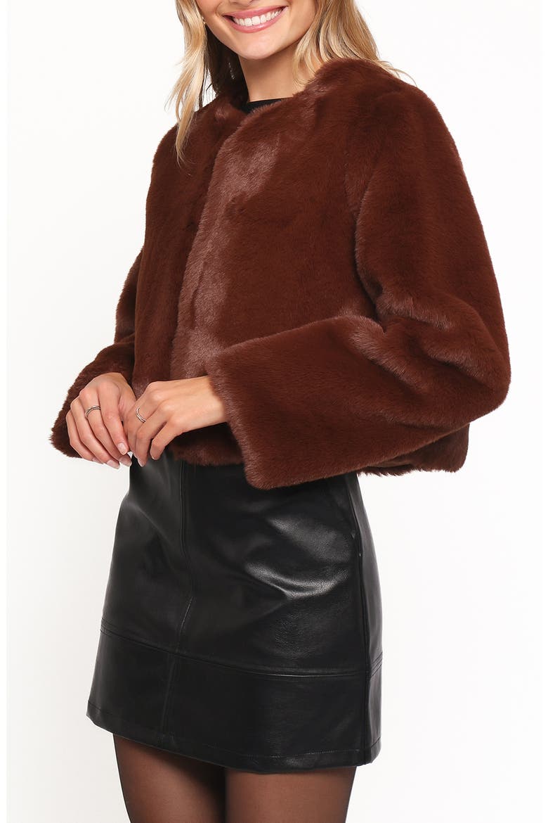 Minnie Faux Fur Jacket, Alternate, color, CHOCOLATE