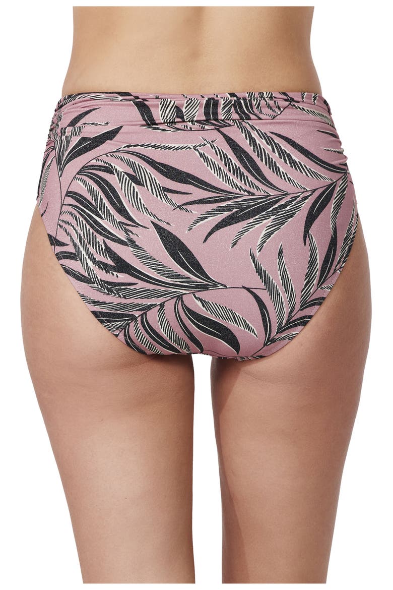 La Palm Shirred High Waist Swim Bottom, Alternate, color, Dusk-Pink