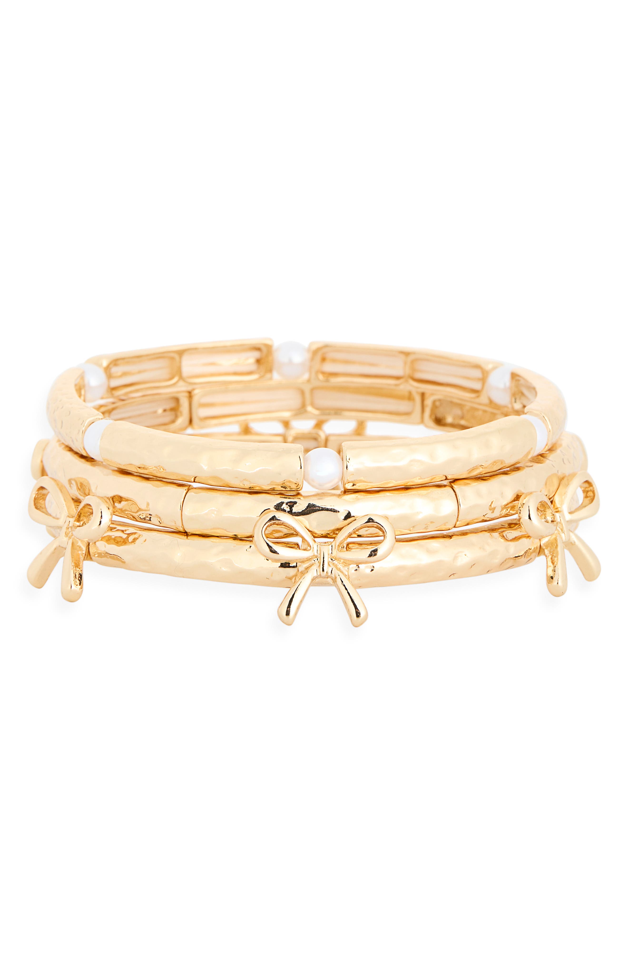 NORDSTROM RACK 3-Pack Bow & Faux Pearl Bracelet Set