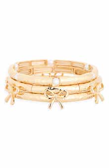 NORDSTROM RACK 3-Pack Bow & Faux Pearl Bracelet Set