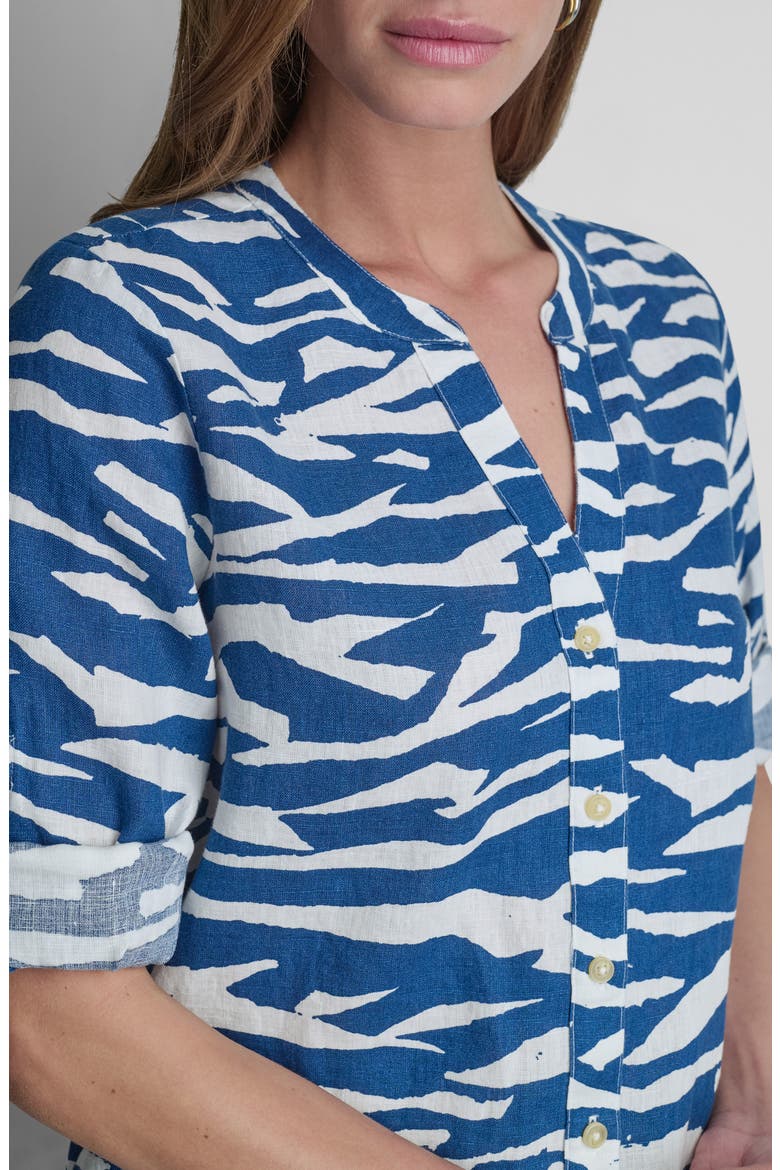Print Linen Shirt, Alternate, color, TIDAL BREAK