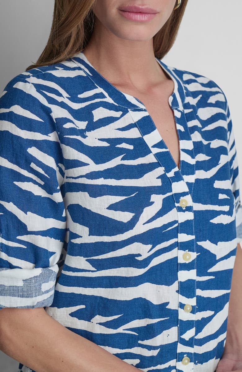 DKNY Print Linen Shirt, Alternate, color, Tidal Break