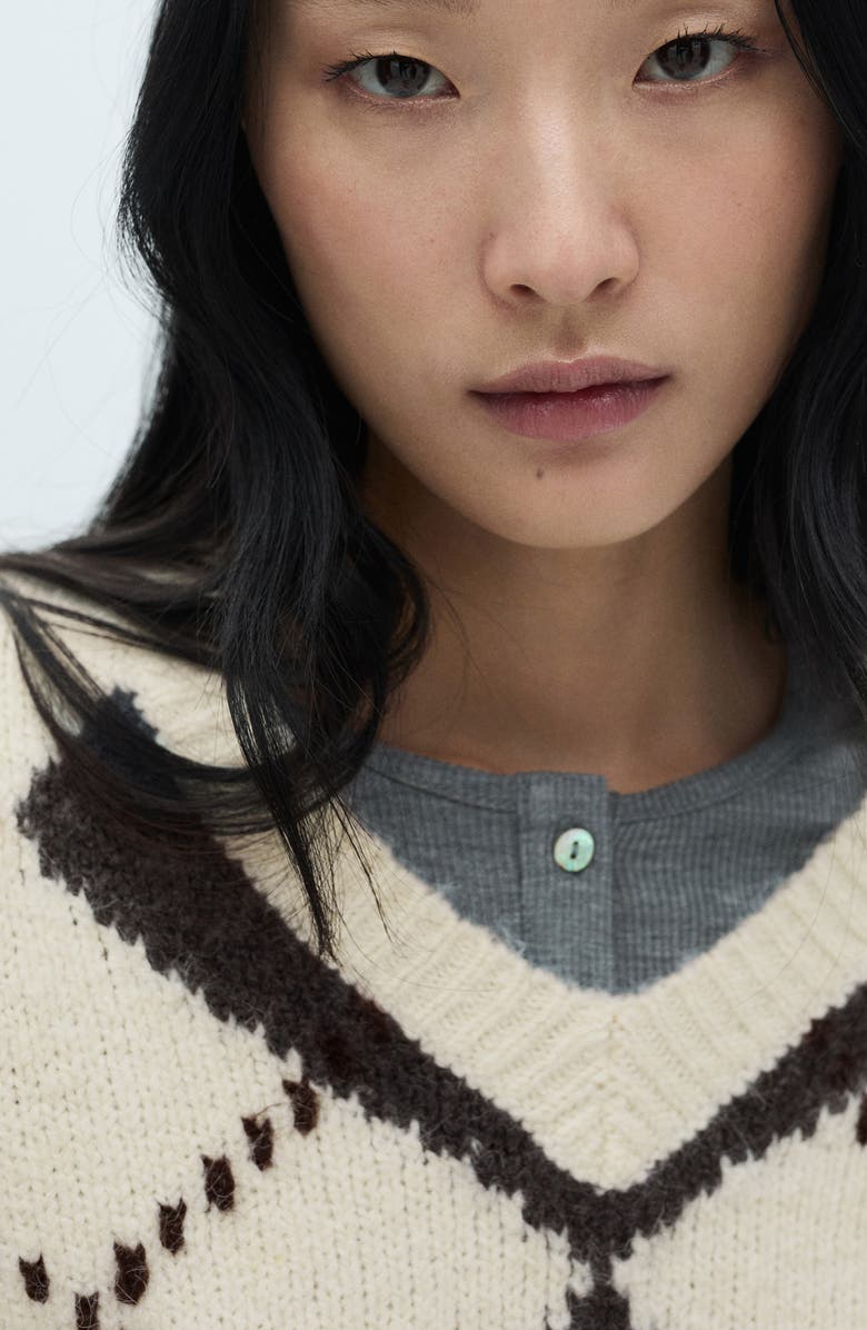 MANGO Argyle V-Neck Sweater, Alternate, color, 