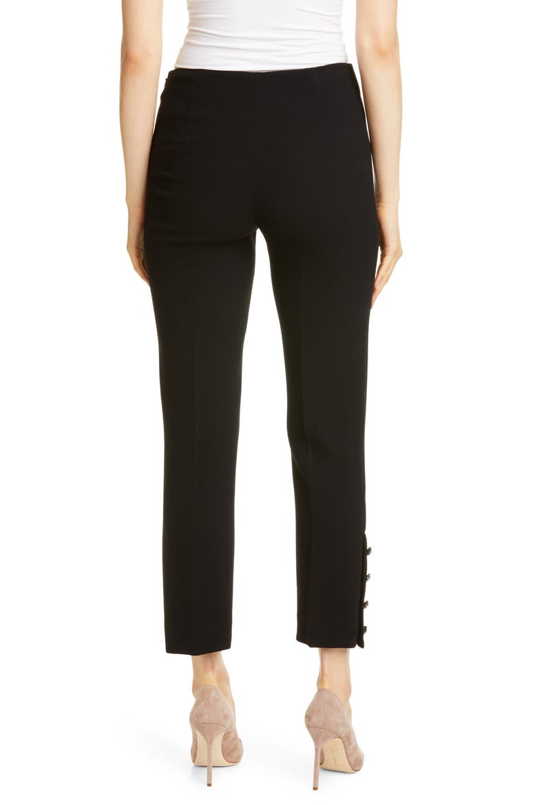 Crystal Button Cuff Wool Blend Pants, Alternate, color, BLACK