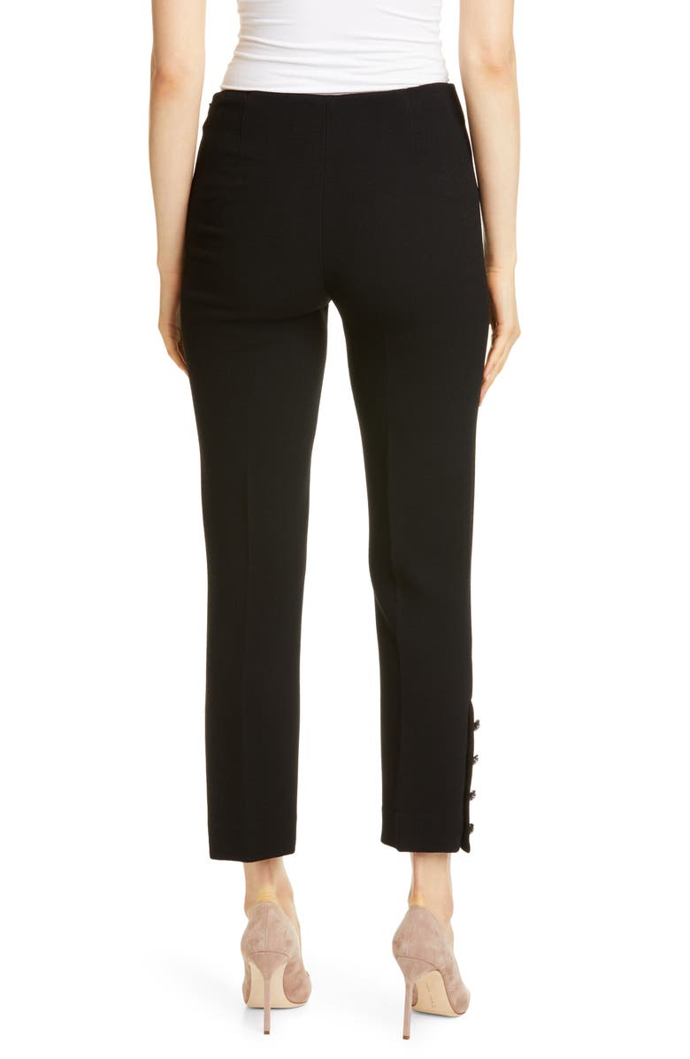 Lela Rose Crystal Button Cuff Wool Blend Pants, Alternate, color, 
