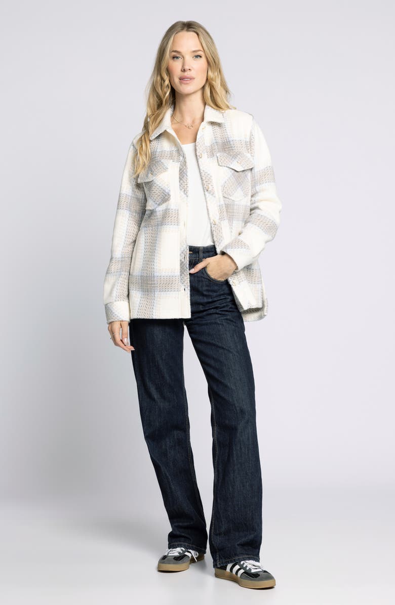 Thread & Supply Santa Fe Plaid Fleece Shirt Jacket, Alternate, color, Ivory/ Brown Plaid