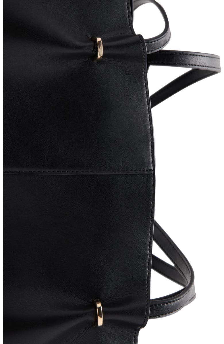 MANGO Faux Leather Shopper Bag, Alternate, color, Black