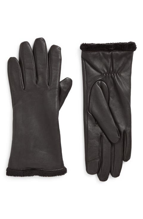 Faux Fur Lined Tech Leather Gloves