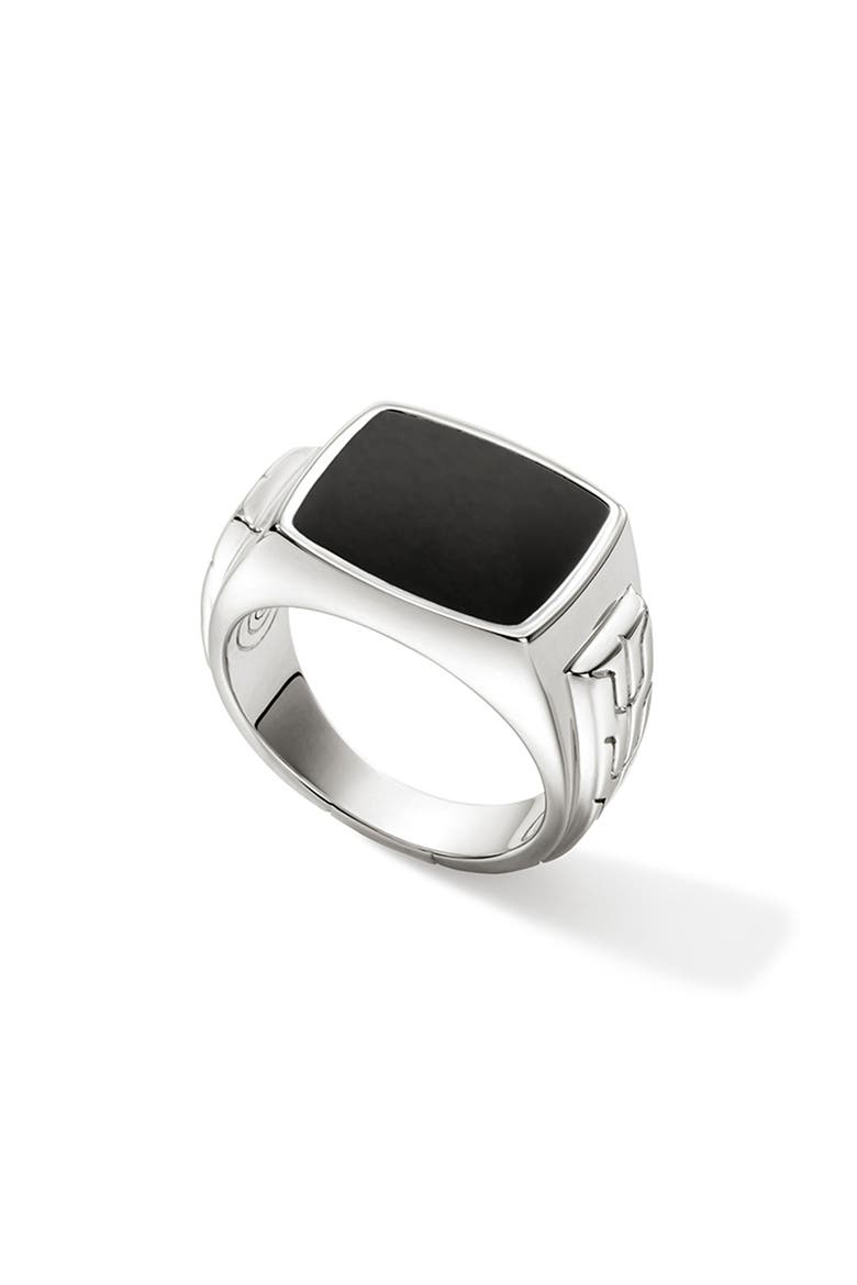 Men's Onyx Signet Ring, Alternate, color, SILVER