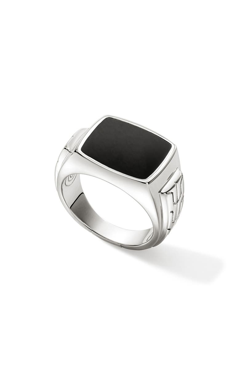 John Hardy Men's Onyx Signet Ring, Alternate, color, Silver