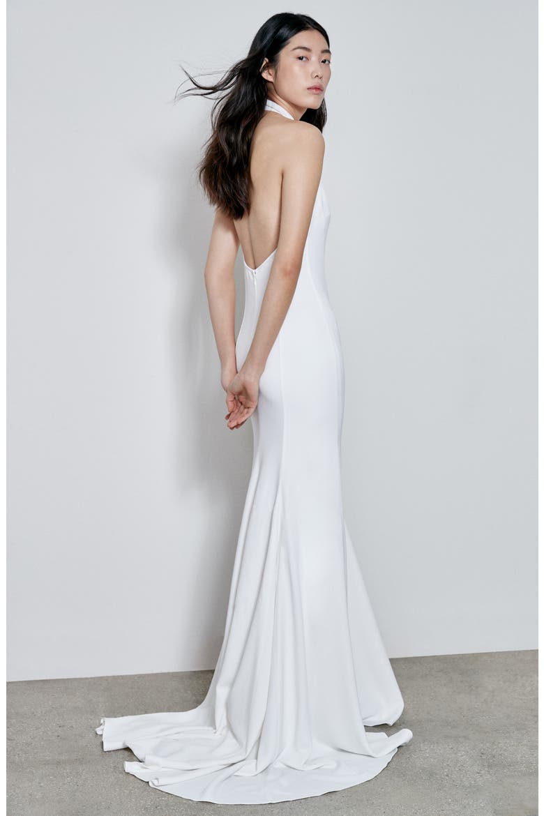 F18 Magnolia Halter Wedding Dress, Alternate, color, WHITE