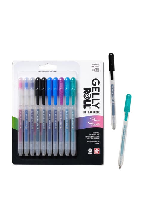 Gelly Roll Retractable Gel Pens Colored - Sparkle Color Set - Art Gifts, Holiday Gifts & DIY Projects - Medium Point - With Glitter, Metallic, Blue & Black Pens - 10 Pack