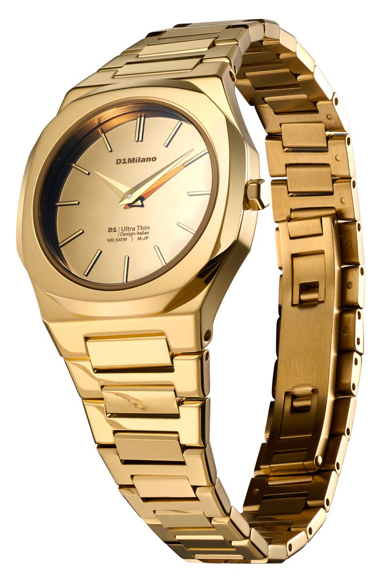 D1 Milano Gold Gleam Ultra Thin Bracelet Watch, 30mm, Alternate, color, Gold