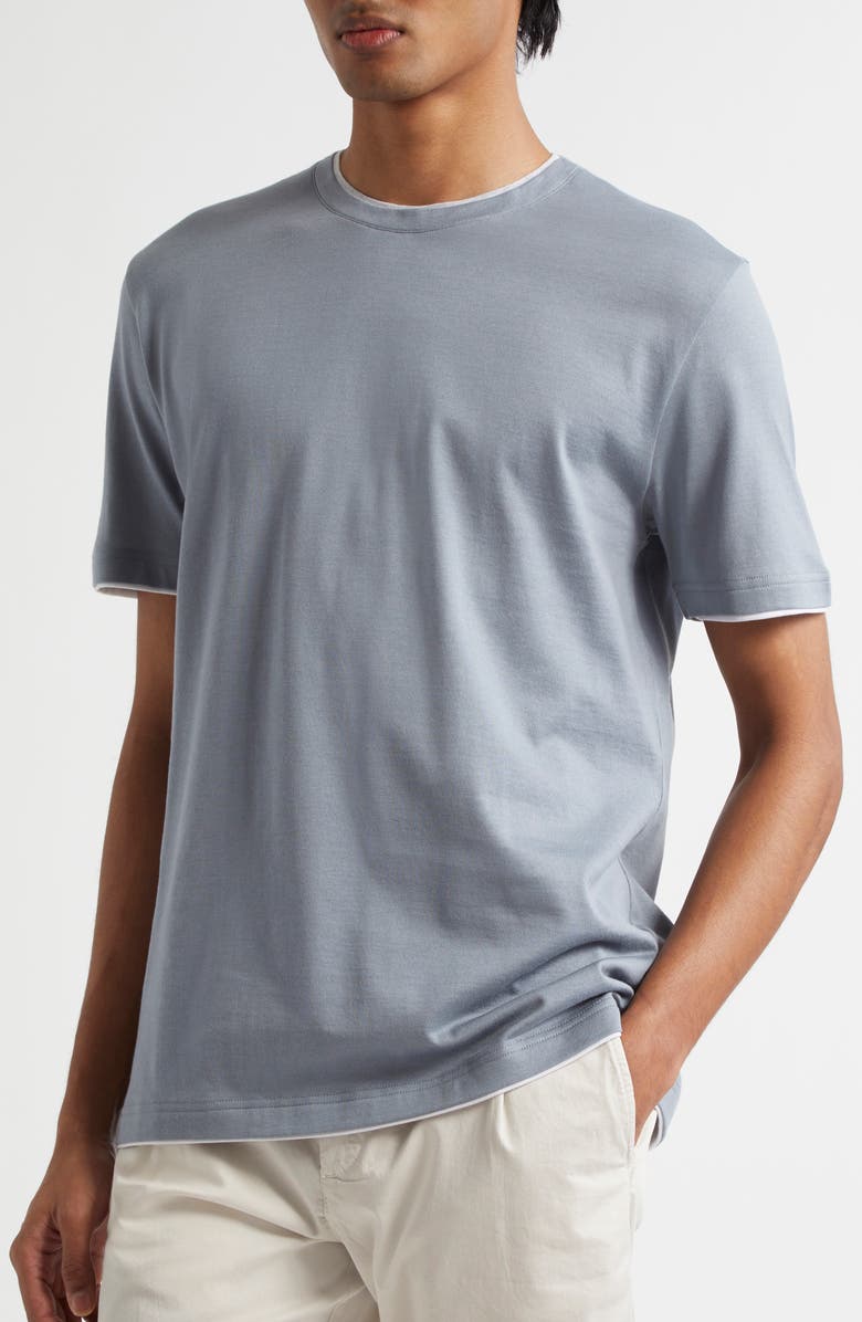 Eleventy Cotton T-Shirt, Alternate, color, 080113 Denim White Lt Grey