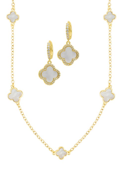 Clover Drop Earrings & Station Necklace Set
