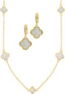 Adornia Clover Drop Earrings & Station Necklace Set