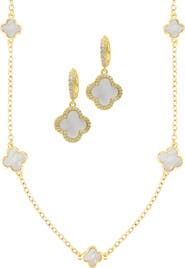Adornia Clover Drop Earrings & Station Necklace Set