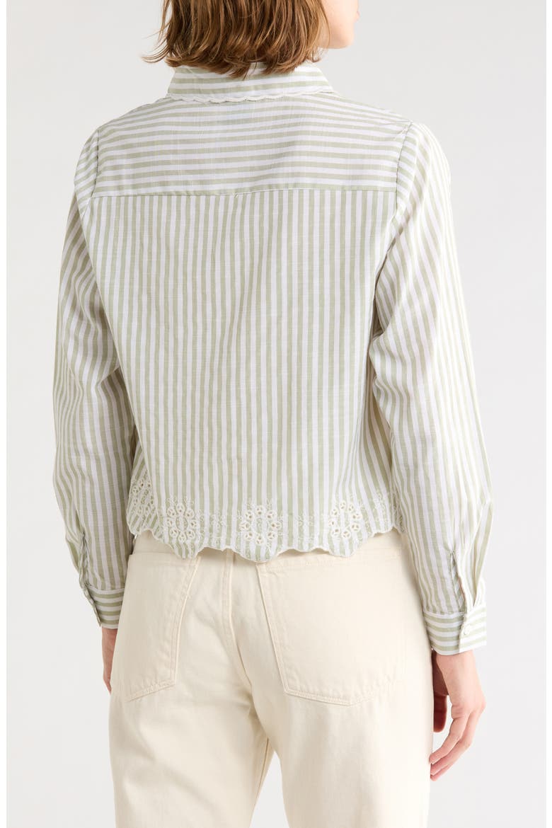 Striped Shirt with Embroidered Hem, Alternate, color, SAGE/ WHITE