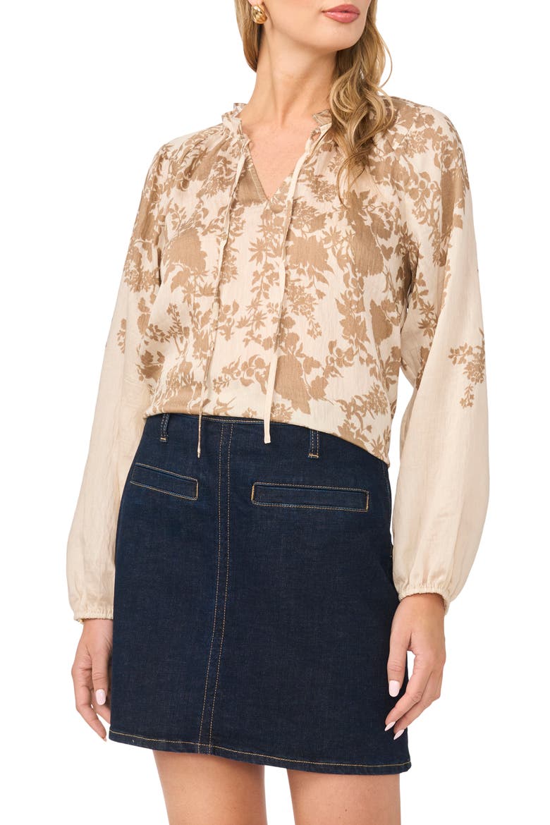 Raglan Sleeve Split Neck Top, Main, color, FRENCH OAK