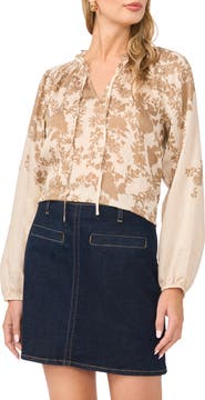 Vince Camuto Raglan Sleeve Split Neck Top