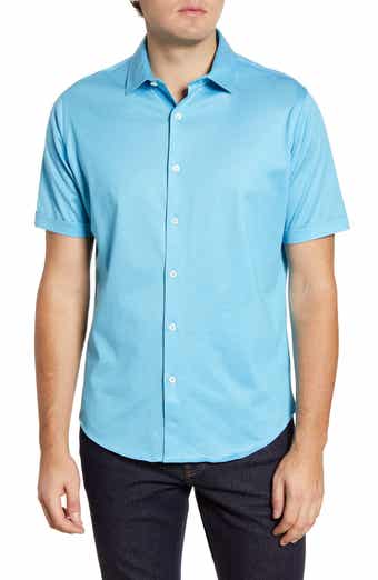 Bugatchi Knit Short Sleeve Button-Up Shirt