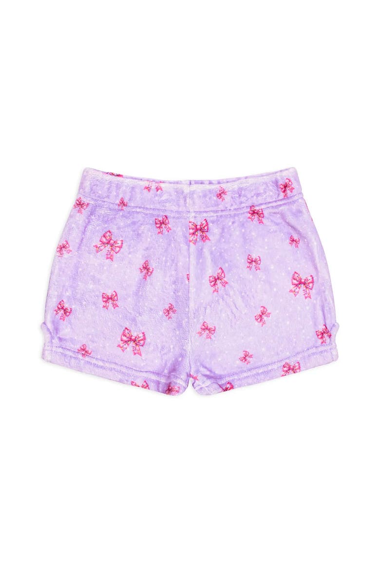 Preppy Goose Plush Holiday Bows loungewear Shorts, Alternate, color, Lavender