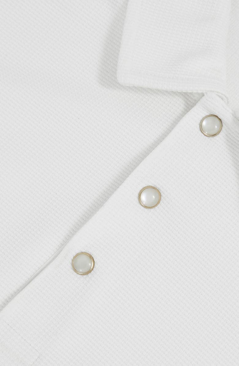 Reiss Tivolli Long Sleeve Waffle Polo, Alternate, color, White