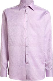 Etro Roma Regular Fit Violet Paisley Jacquard Cotton Dress Shirt