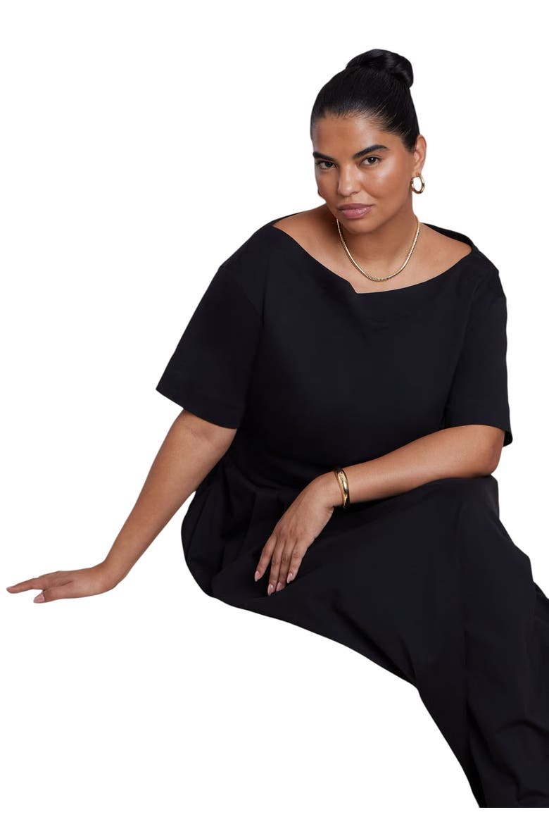 Asymmetrical Neck A Line Dress, Alternate, color, BLACK ONYX