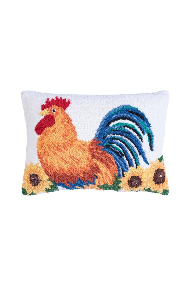 C&F Home Rooster Farmhouse Sunflower Hooked Throw Pillow, 12" x 16", Main, color, Orange