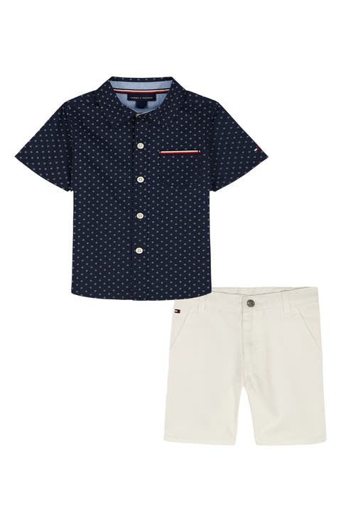Two-Piece Short Sleeve Woven Shirt & Shorts Set (Baby)