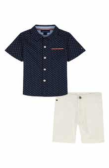 Tommy Hilfiger Two-Piece Short Sleeve Woven Shirt & Shorts Set