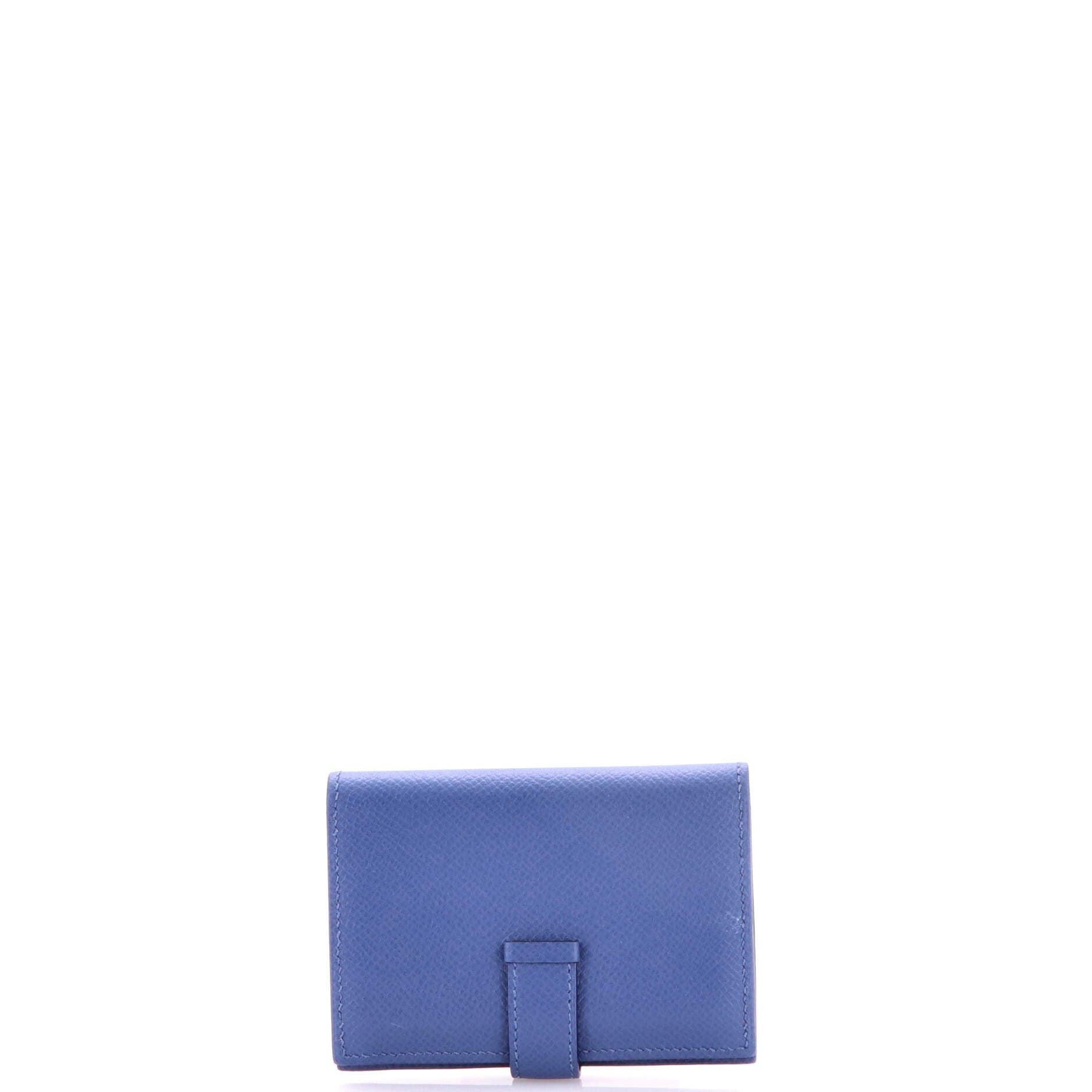 Pre-Owned Hermes Bearn Card Case Epsom, Alternate, color, Bleu Brighton