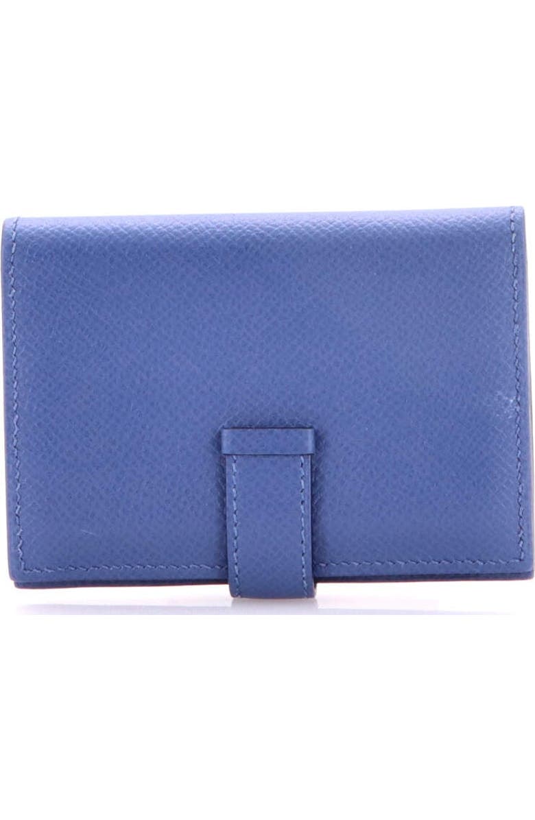 Pre-Owned Hermes Bearn Card Case Epsom, Alternate, color, Bleu Brighton
