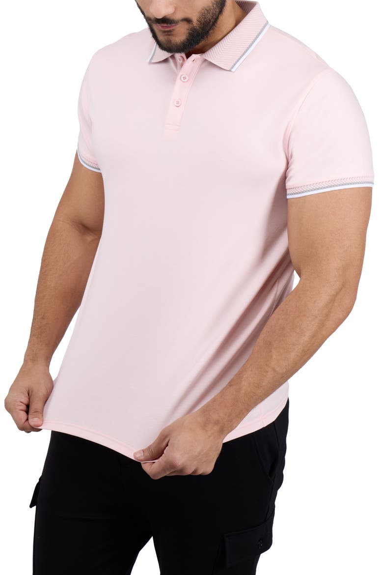 Texture Cotton Knit Polo, Alternate, color, LIGHT PINK/ LIGHT HEATHER GREY