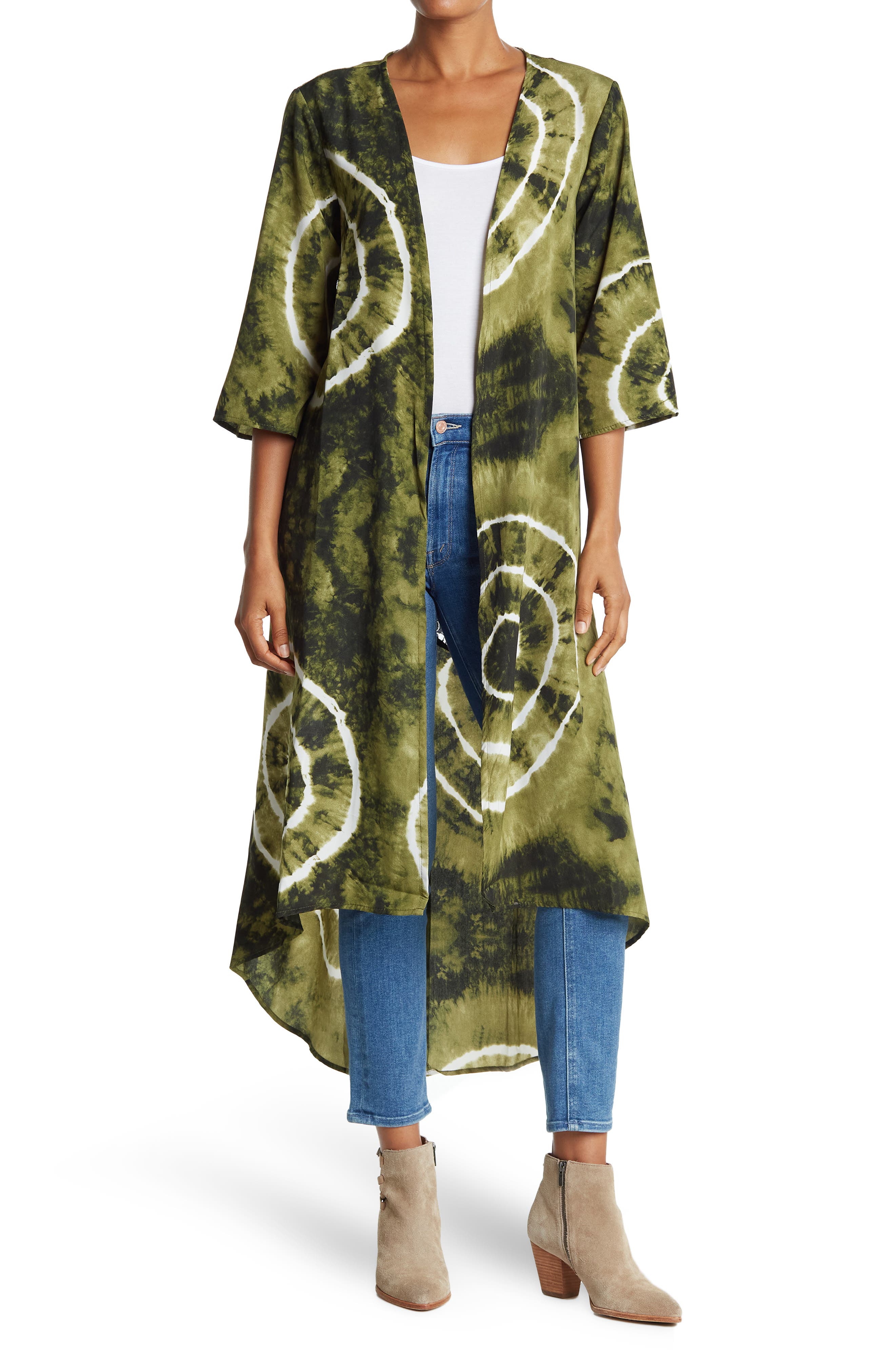 Forgotten Grace Woven Tie Dye Lace Panel Duster