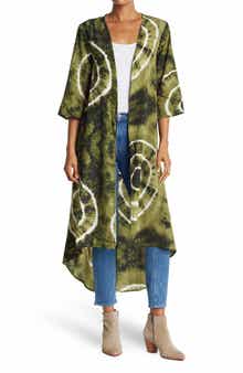 Forgotten Grace Woven Tie Dye Lace Panel Duster