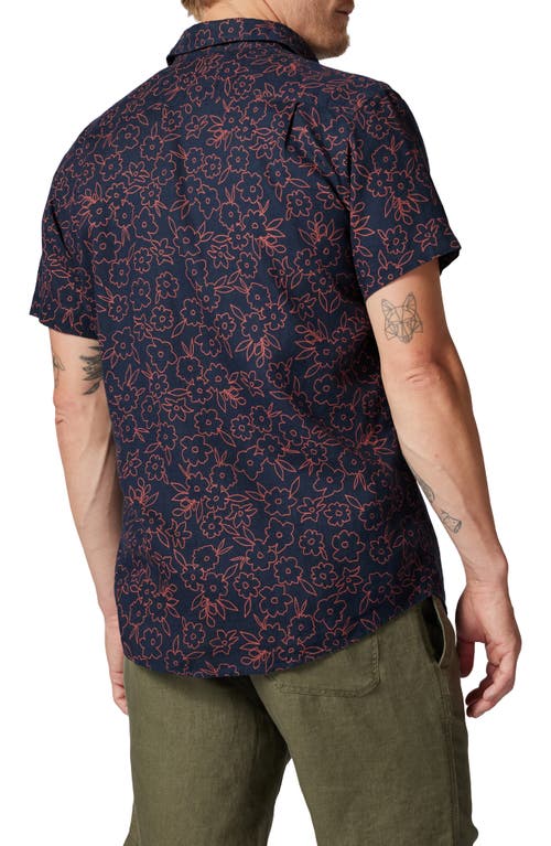 Rodd & Gunn Barrytown Sports Fit Floral Short Sleeve Linen Button-up Shirt In Peach