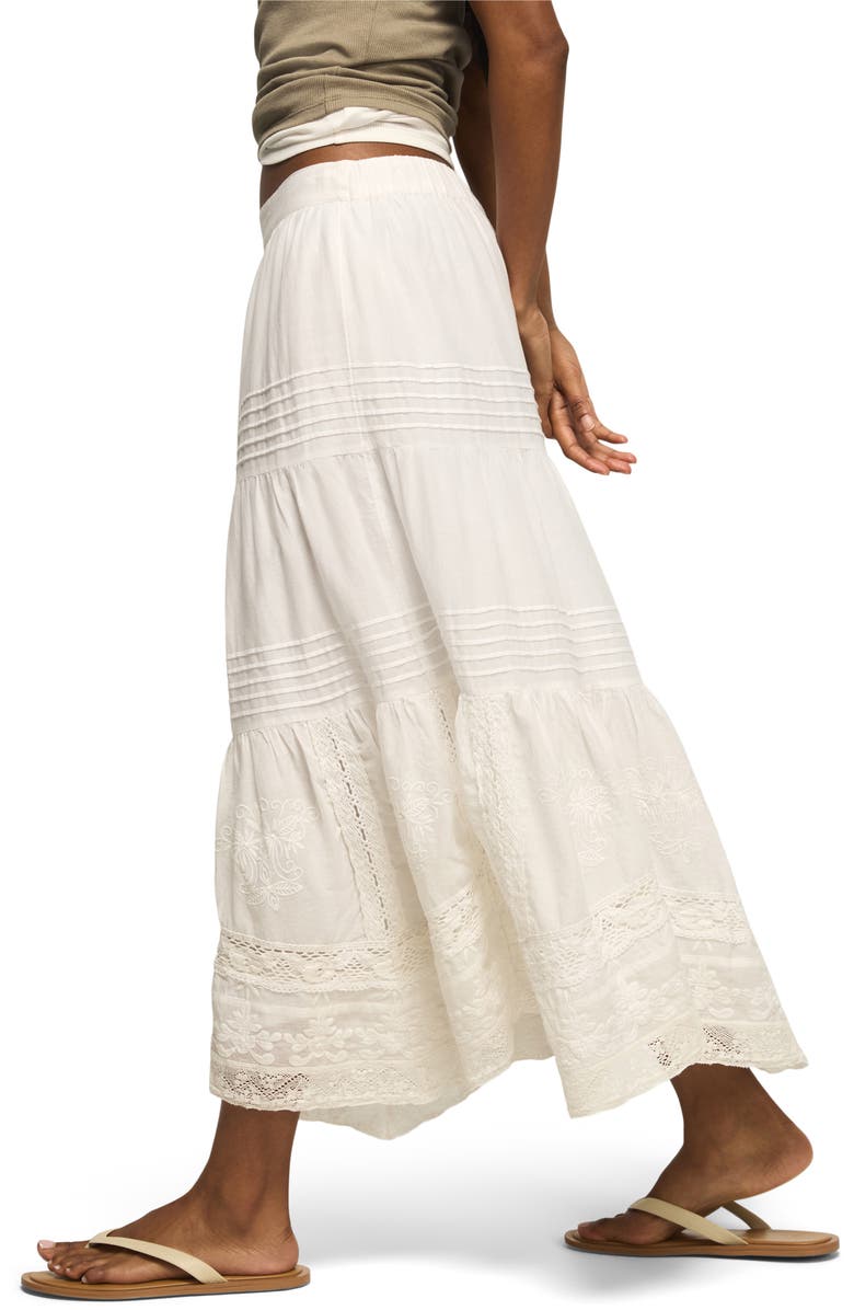 Lucky Brand Lace & Embroidery Maxi Skirt, Alternate, color, Whisper White