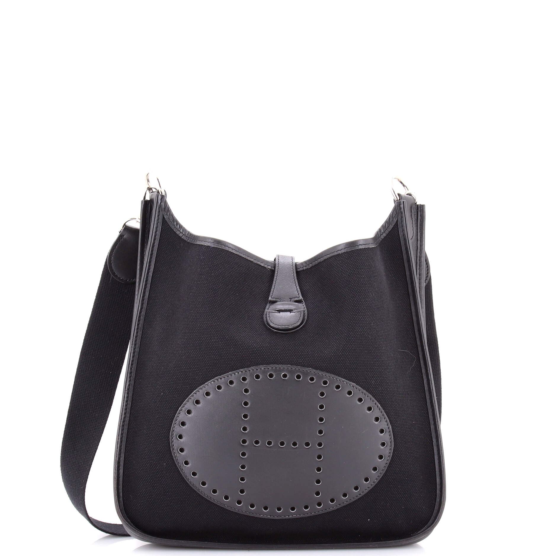 Evelyne Bag Gen I Toile and Leather PM, Main, color, Noir