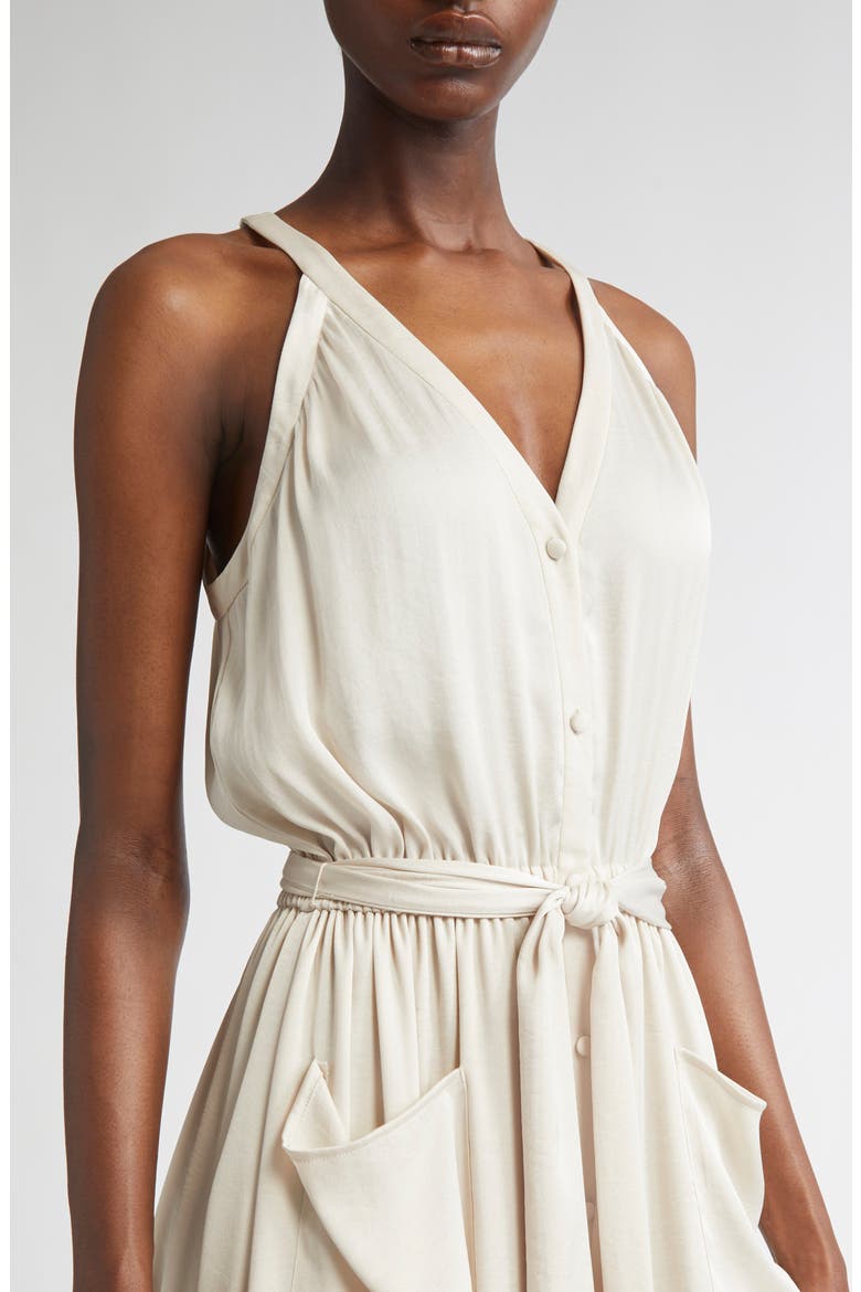 Amelia Satin Dress, Alternate, color, SANDSTONE