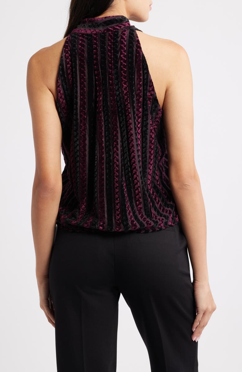 Liverpool Los Angeles Sleeveless Surplice Velvet Top, Alternate, color, Black Burgundy Stripe