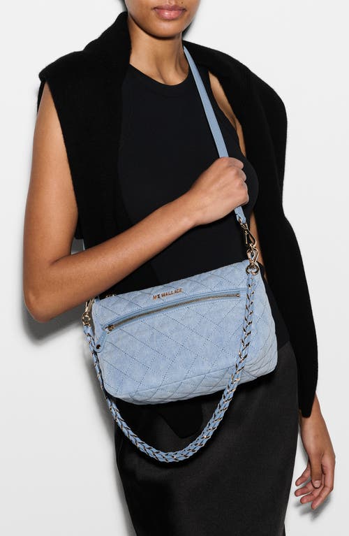Mz Wallace Crosby Quilted Denim Crossbody Bag In True Light Denim