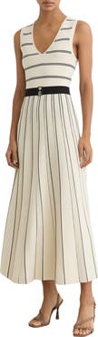 Reiss Mallory Sleeveless Stripe Knit Midi Dress