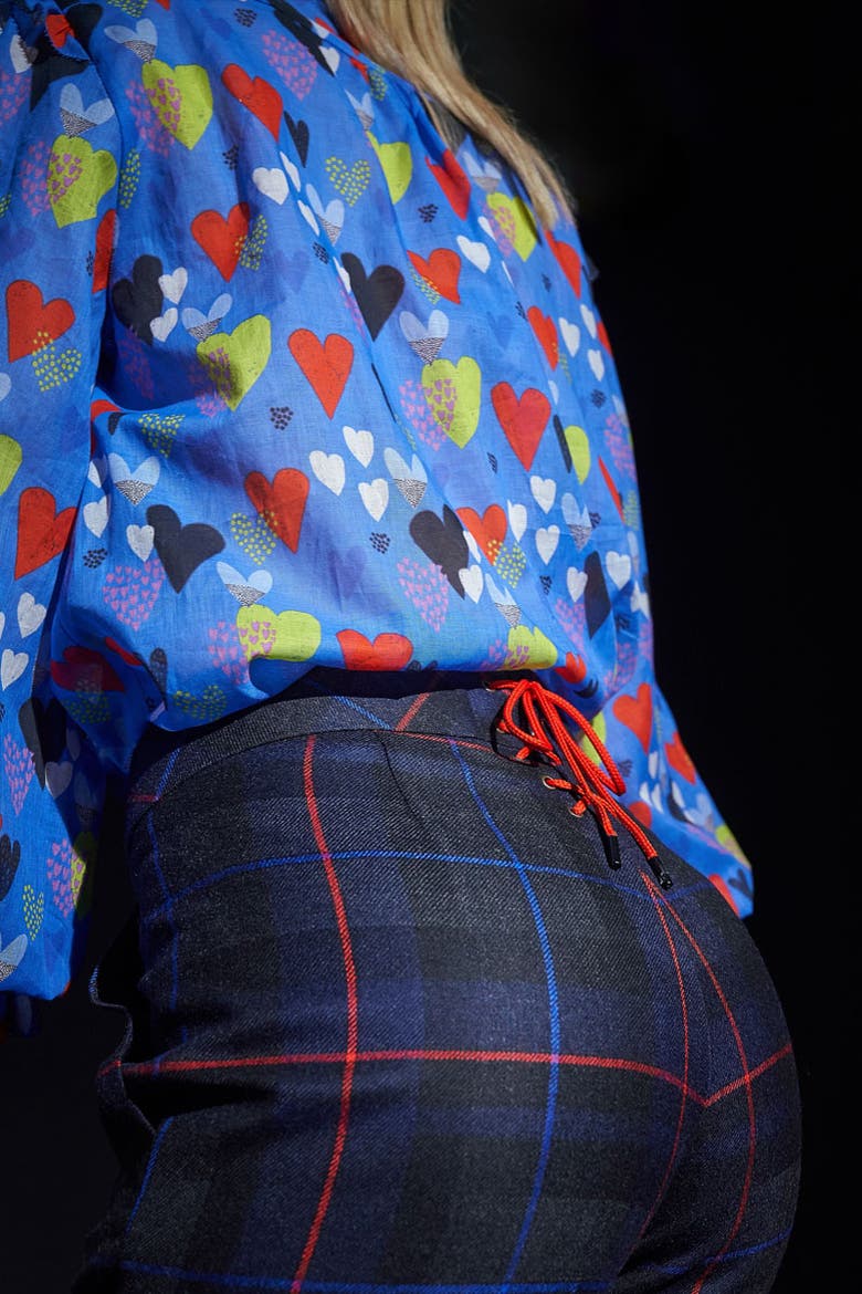 Tartan Wool Pants With Boot Leg, Alternate, color, Blue