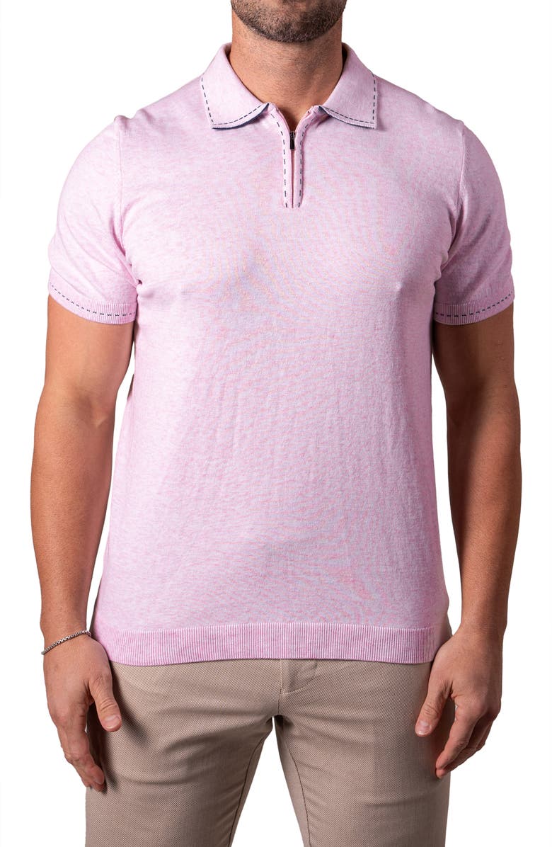 Maceoo Quarter Zip Polo, Main, color, Pink